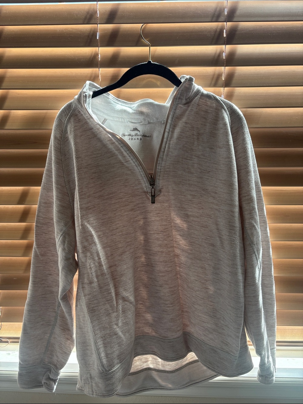 Tommy Bahama Light Gray Quarter-Zip Cowl Sweater